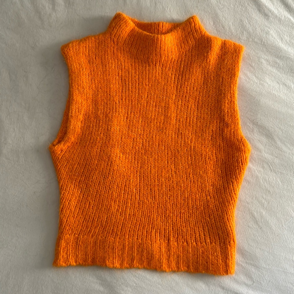 ZARA Orange Turtleneck Sweater Vest